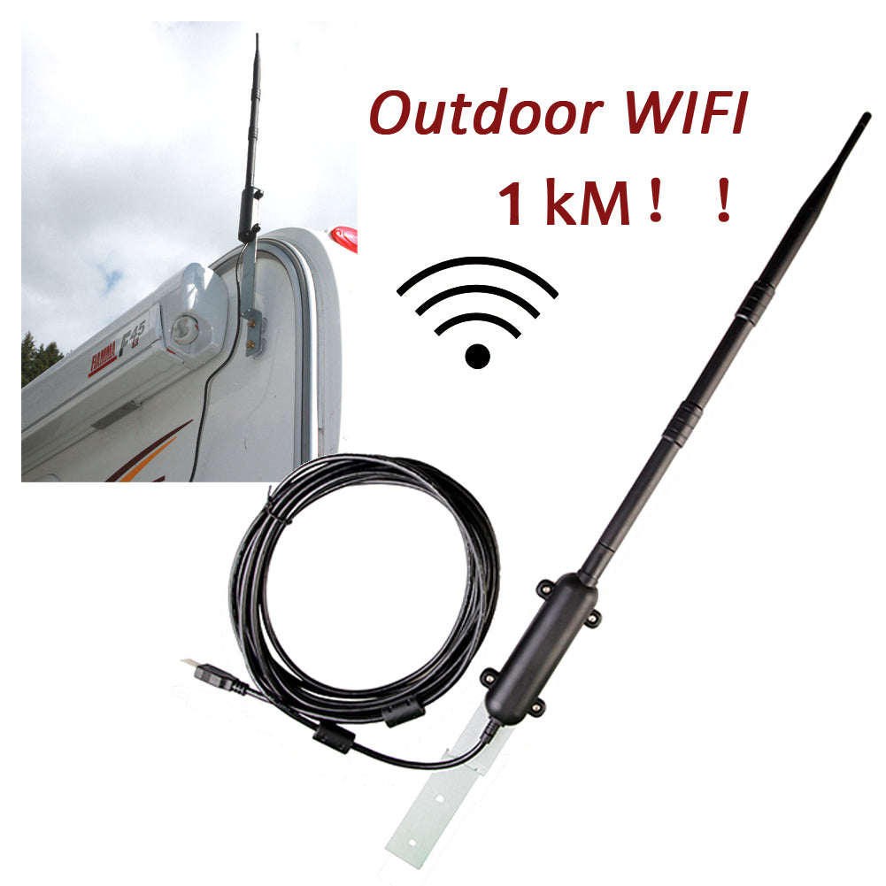 WiFi Antenna 802.11b/g/n Signal Amplifier USB 2. jusqu'a 1000 Metres 0 Wireless Network Card Receiver