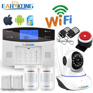 Wifi GSM Home Burglar Alarm System 433MHz Detector Alarm Support Telephone Line PSTN & SIM Card Voice Intercom Wifi APP Relay