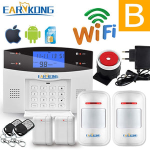 Wifi GSM Home Burglar Alarm System 433MHz Detector Alarm Support Telephone Line PSTN & SIM Card Voice Intercom Wifi APP Relay