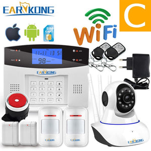 Wifi GSM Home Burglar Alarm System 433MHz Detector Alarm Support Telephone Line PSTN & SIM Card Voice Intercom Wifi APP Relay